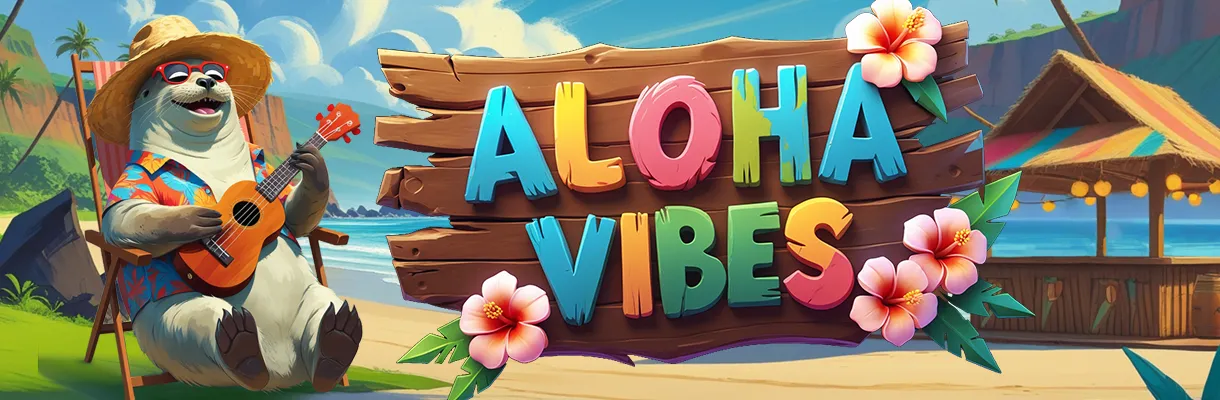 Game art and portfolio cover for Aloha Vibes (Scratch, Web).