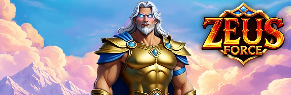 Game art and portfolio cover for Zeus Force (Slot, Web).